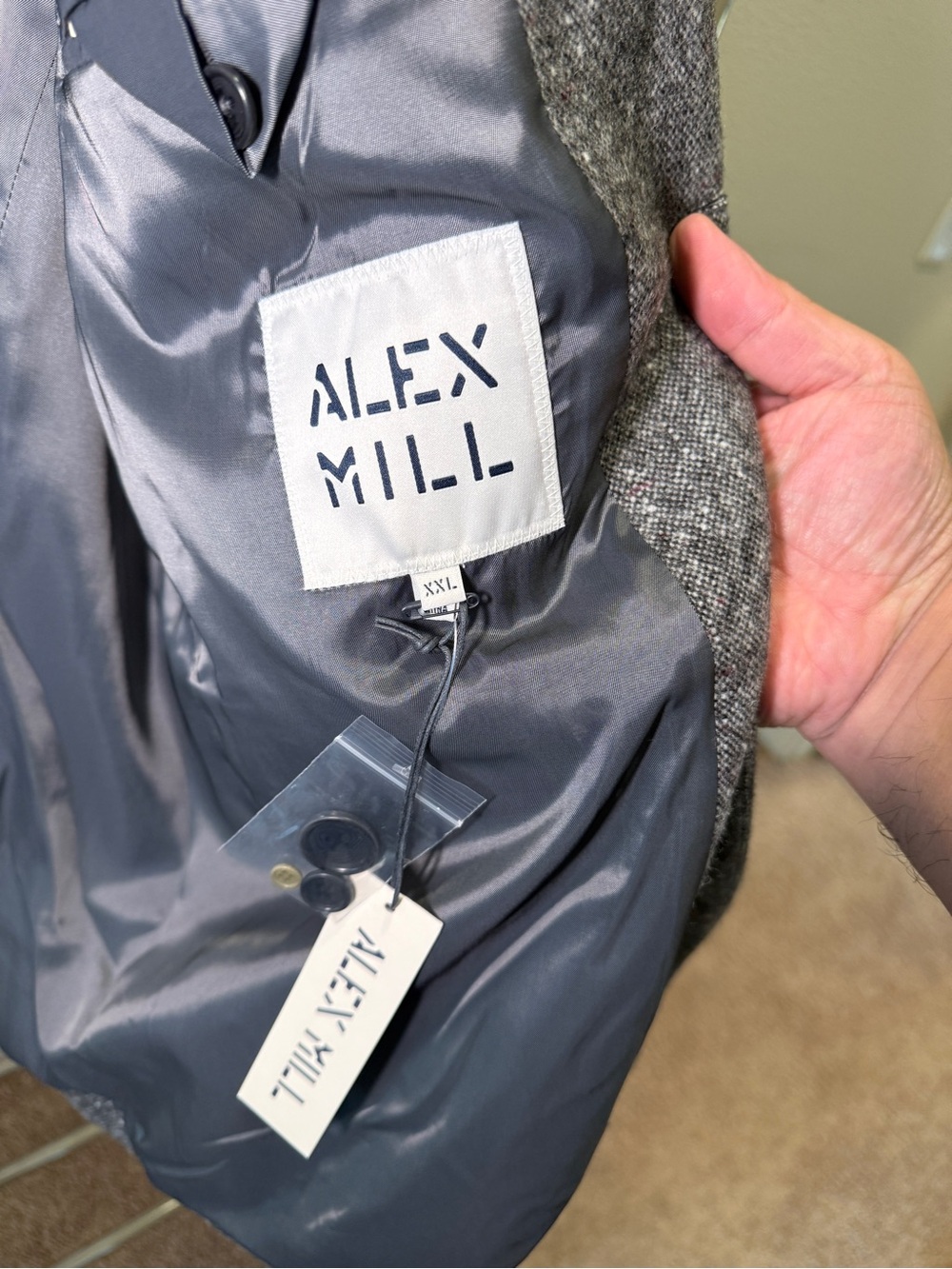 ALEX MILL - Wyatt Blazer in Grey Donegal Wool, Men’s 2XL (NWT) - Picture 8 of 15
